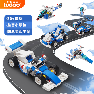 途道/tudao  玩具男孩趣味积木 汽车模型 弹力玩法 创意拼装 启蒙教育学习儿童礼物 趣味积木