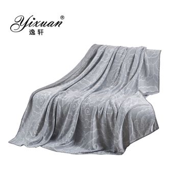 逸轩/yixuan  PE凉感盖毯夏凉被 冰丝空调被单人双人薄款被子 绽放-灰色