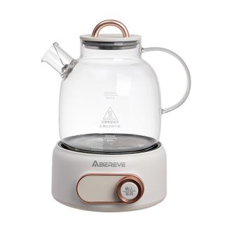 艾贝丽/Abereve  多功能全玻璃养生壶迷你家用煮茶器 轻声烹煮 1L办公室0金属0涂层恒温烧水壶ABL-YSH1368 纯白 1L