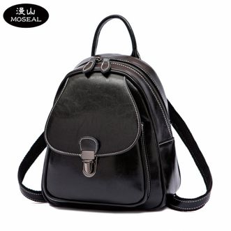 漫山/MOSEAL  时尚包包女真皮女包油蜡皮复古学院女士双肩包背包潮女包 MS-N318