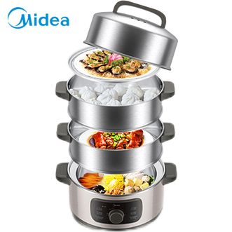美的（Midea）电蒸锅 家用多功能大火力耐高温火锅自动防烫把手六大烹饪菜单可蒸可煮 四层大容量 MZ-ZGC2801