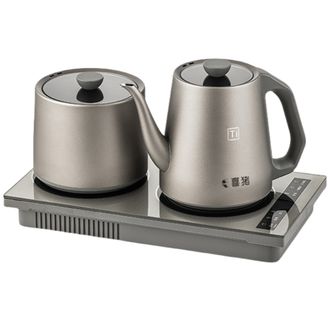 喜猪  纯钛烧水壶新款家用自动上水壶电热水壶泡茶专用茶台保温一体1L纯钛双炉自动上水壶+消毒锅款