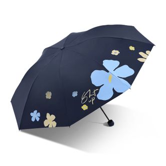 天堂伞  黑胶大花防晒防紫外线太阳伞便携折叠晴雨伞女两用男士 33913E夏天的风 午夜蓝