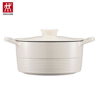 双立人  珐琅锅汤锅炖锅煲汤锅炖肉锅 铸铁饭釜锅奶油白22cm