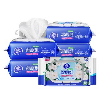 维达  湿厕纸湿巾私处清洁山茶花精华湿纸巾80片5包厕纸湿巾植萃护肤