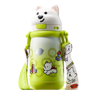babycare  西高地保温杯学饮儿童 外出6月+ 背带款450ml光电青