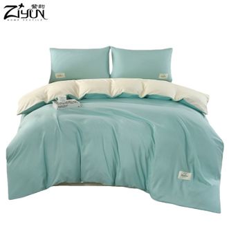 紫韵  邂逅简约休闲套件 柔光双色时尚床品四件套 （蓝+米）