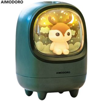 AIMODORO  智能数显除味香薰机加湿器 桌面摆件小夜灯加湿器M23绿色