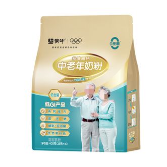 蒙牛  铂金装 中老年奶粉400g 益生菌高钙富硒成人奶粉 便捷条装