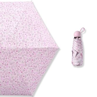 天堂伞  五折口袋伞  秘密花园 冰雾粉  胶囊小伞超轻便携碎花黑胶防晒遮阳伞晴雨两用太阳伞女