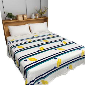 九洲鹿  加厚云貂绒毛毯 海滩鸭 贝贝绒 海滩鸭-黑蓝条 150*200