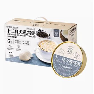 十二夏天  豆乳椰香野米燕窝粥252g*6碗早餐粥速食粥成人儿童孕妇即食燕窝礼物节日送礼礼盒装