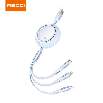 RECCI  RS26T超级快充66W三合一伸缩数据线一线三用充电线Type-C口转Micro+ TypeC +Lightning