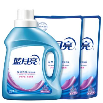 蓝月亮  深层洁净洗衣液 柔顺洗护 家庭装 高效去污 低泡易漂 组合装4斤：1kg*1瓶+500g*2袋