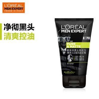 欧莱雅(LOREAL) 男士黑魔力净黑头3合1洁面膏 150ml (洗面奶男 去黑头 控油)