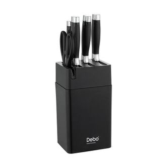 德铂（Debo）  厨房刀具6件套  4刀+1厨房剪+1刀座  家用砍骨刀水果刀不锈钢菜刀切片刀厨房剪刀刀具套装