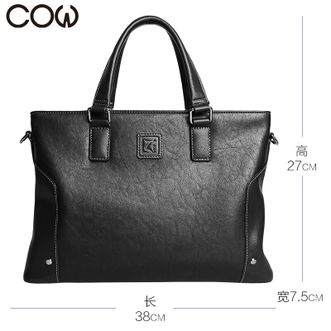 COW  商务公文包大容量电脑包时尚旅行包 C-8881公文包 黑色