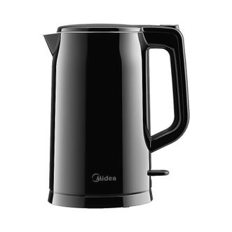 美的/Midea  电热水壶1.7L  双层防烫大功率 全钢一体无缝内胆黑色304不锈钢烧水壶