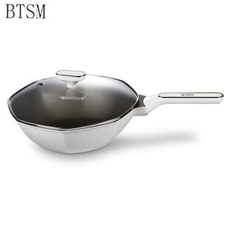 BTSM  八角炒锅32cm 家庭多炉具通用高颜值玻璃盖八角锅 BT1812