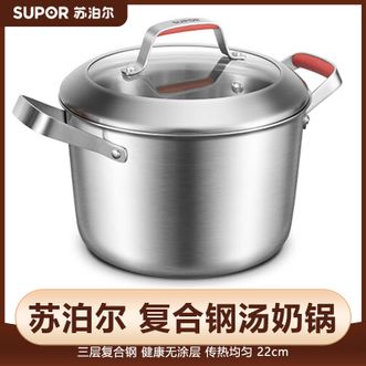 苏泊尔（SUPOR）  复合钢汤锅 22cm家用无涂层304不锈钢婴儿宝宝辅食牛奶锅泡面锅