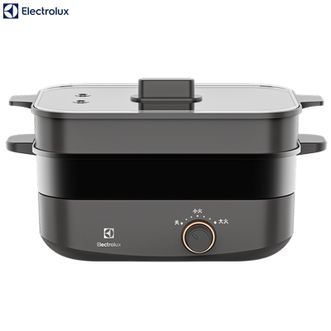 伊莱克斯/Electrolux  4.5L料理锅电火锅电蒸锅电炖锅多功能锅 厨房电器炖煮锅电煮锅涮锅蒸蛋器蒸包子蒸馒头蒸饺蒸海鲜煎烤机多用途锅电热锅EGHP-6120灰色