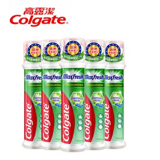 高露洁/Colgate  劲酷清爽直立牙膏100ml*5支  祛渍直立式按压进口 家庭囤货装含氟牙膏