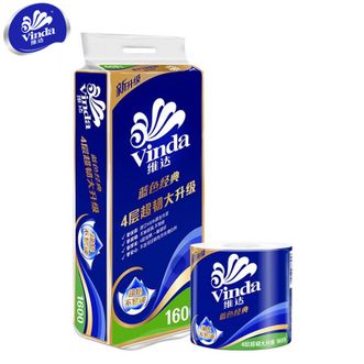 维达Vinda 蓝色经典超韧卷纸4层1600克10卷卫生纸厕纸家庭装1提