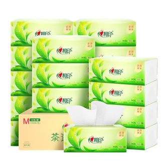 心相印  茶语抽纸3层100抽18包M码  餐巾纸面巾纸囤货装经典有香纸巾