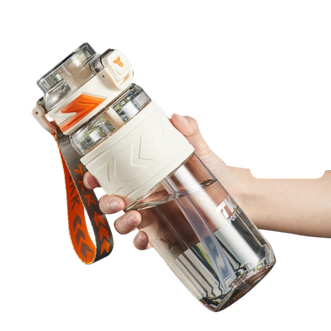 TKK  迈越运动水杯大容量健身水壶耐高温tritan塑料茶杯 电光白 600ml  TKK-1020