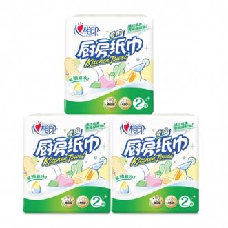 心相印 印花厨房纸巾75节 2卷装*3提