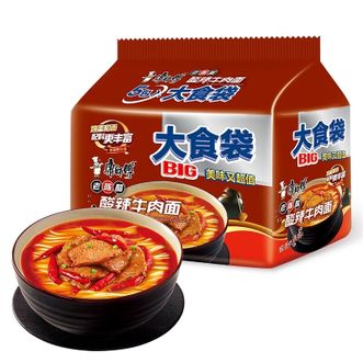 康师傅  大食袋酸辣牛肉面五连包161g*5袋面香浓郁