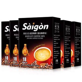 西贡  猫屎咖啡味306g*5盒共90杯三合一速溶咖啡