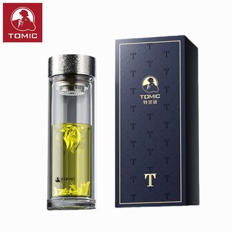 特美刻（TOMIC）  银离子抗菌玻璃杯双层高硼硅防烫泡茶杯 结晶本【纯钛茶隔】400ml