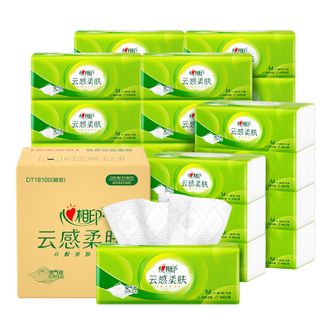 心相印  纸巾24包100抽M码三层云感柔肤抽纸塑装纸面巾DT18100（箱装）