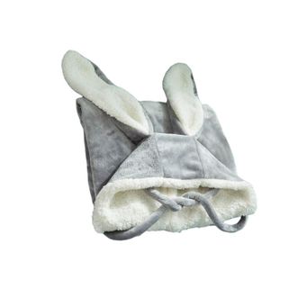 宜恋  冬季加厚法兰绒羊羔绒毛毯 兔耳朵披肩毯 灰色 130*120cm成人款