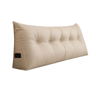 九洲鹿  床头靠垫软包沙发腰护大靠背腰垫床上靠枕 150*50*22cm 米咖 JZ0163