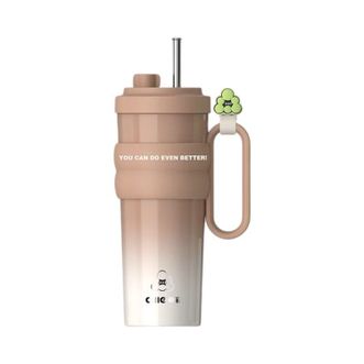 希乐  绚丽陶瓷吸管杯无霸保温杯大容量水杯陶瓷内胆750ml  拿铁咖  XB-24193-TC