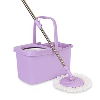 妙洁  魔净双效炫拖 旋转拖把 免手洗 双效拖布带拖把头 共2块拖布 紫色