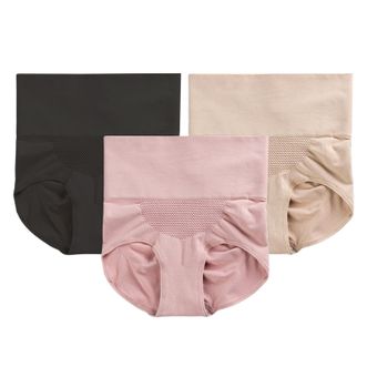 浪莎   女士内裤  3条装  女高腰收腹裤纯棉底裆性感无痕大码提臀三角短裤