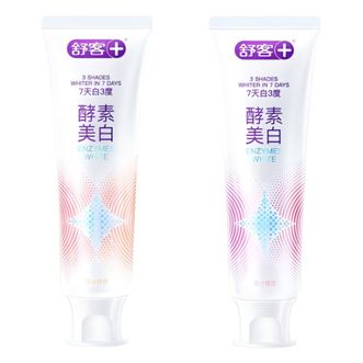 舒客  法国天然酵素牙膏 美白牙齿去黄去渍 混合口味2支240g新老随机发 白桃味+樱花味