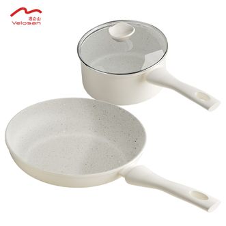 温仑山  正品 月光石锅具两件套 24cm煎锅18cm奶锅 不粘锅锅具套装组合