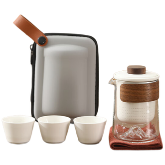 一品仟堂  随身套装功夫茶杯1壶3杯 素白