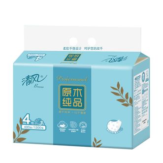 清风  抽纸 植萃抽纸 3层纸巾 3层100抽/包 一提4包 4提装 共16包