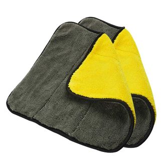华饰 洗车毛巾-双面款38*45CM【灰黄800K】*2 两条装