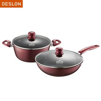 德世朗（DESLON）  乐炫精铁不粘锅二件套30cm炒锅24cm汤锅家用厨房烹饪锅具炒菜锅汤锅DFSTZ106A