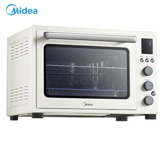 美的（Midea）40L大容量家用多功能风炉四面搪瓷旋转烤叉热风循环空气炸锅烤箱一体机PT4012W二代