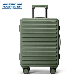 美旅/American Tourister  20英寸方糖箱铝框行李箱 出差拉杆箱大容量家庭旅游  ND3*001  芥末绿/经典黑