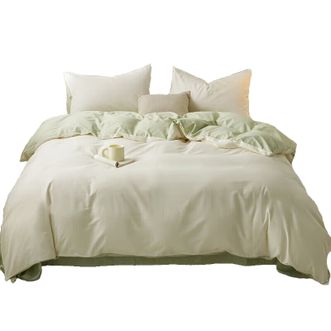 九洲鹿  全棉纯色系列床上用品床品套件四件套 200*230cm 清新绿 J4YH526
