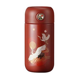 物生物（RELEA）  中国风 摇一摇暖手云图保温杯316不锈钢摇摇热暖手杯泡茶杯迷你水杯  釉红 200ml