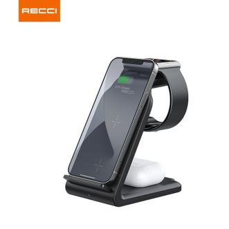 RECCI  威能四合一桌面立式无线充聚磁环手机支架立式无线充电器 RCW-16黑色